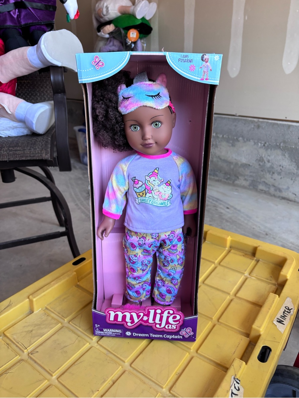 My Life As Dream Team Captain Doll in Pastel Unicorn Pajamas